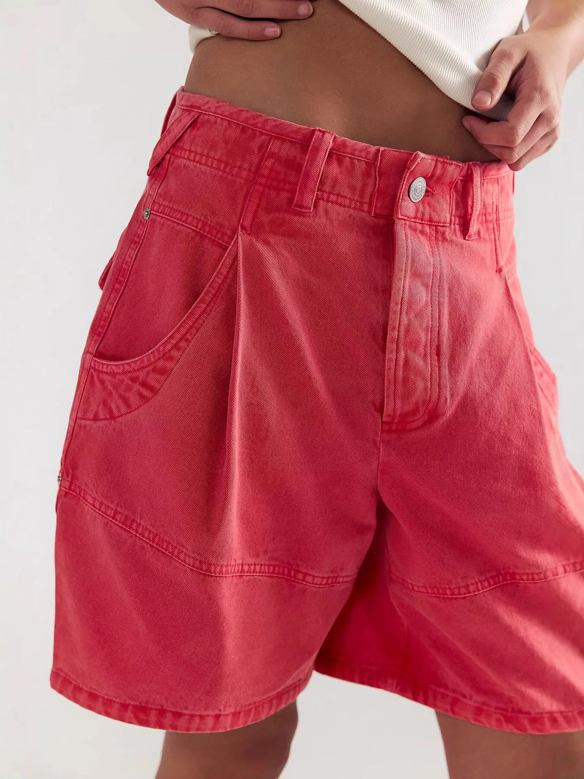 High-waisted denim shorts