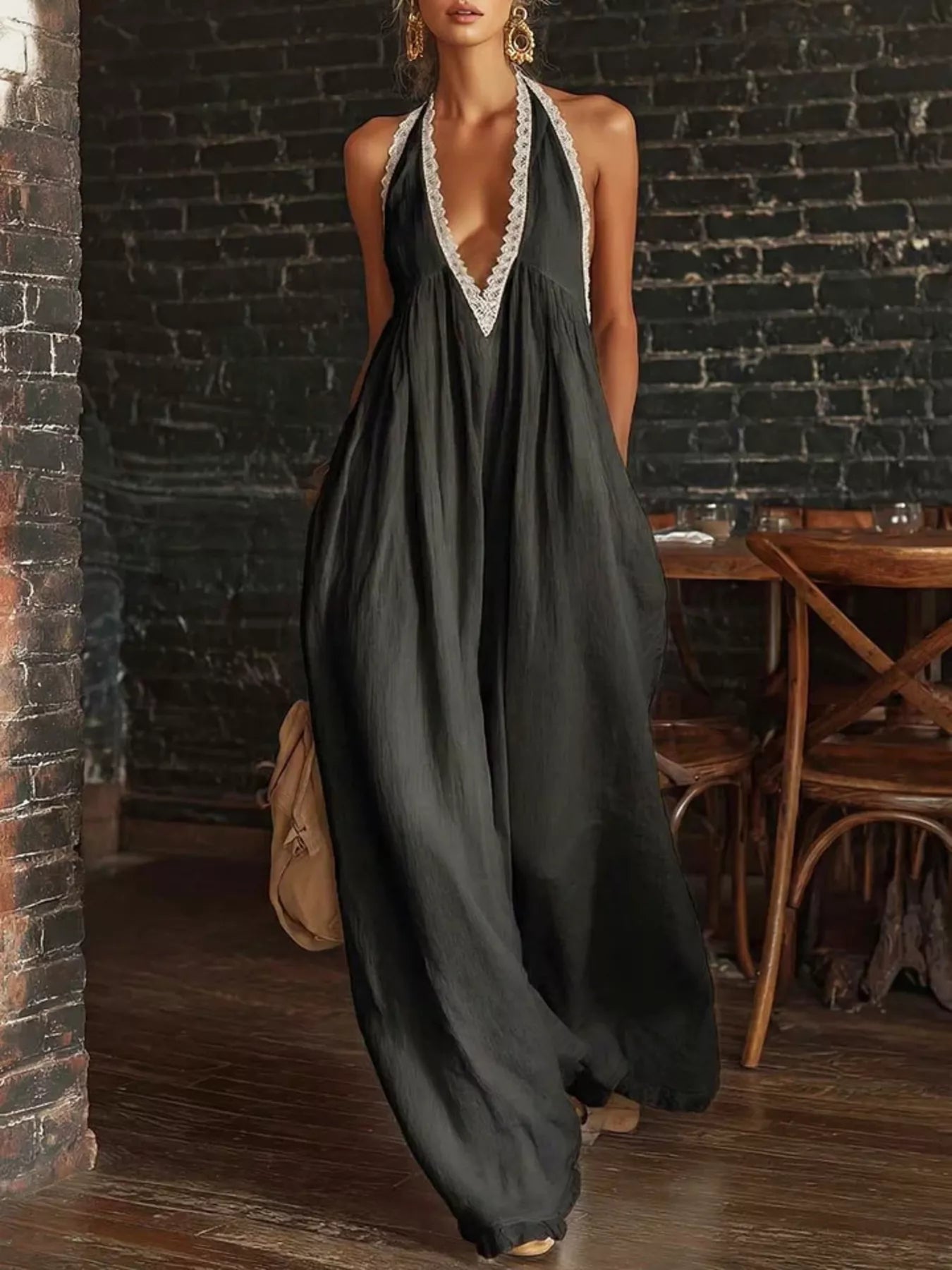 Trendsi Full Size Lace Trim Wide-Leg Jumpsuit Plus Size -