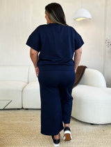 Trendsi Double Take Full Size Texture Short Sleeve Top and Pants Set -