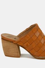Trendsi Beast Fashion Woven Checkerboard Block Heel Mule Shoes -