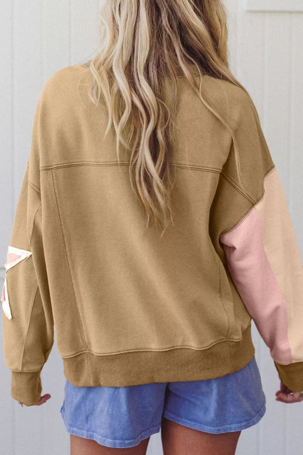 Trendsi Star Patch Crew Neck Sweatshirt -