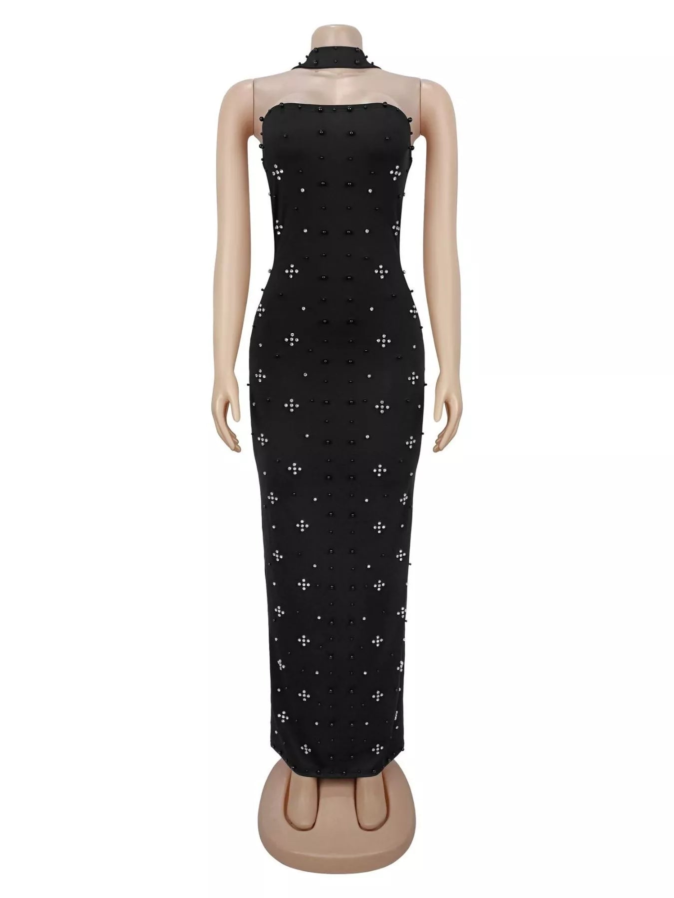 Trendsi Rhinestone Tube Bodycon Maxi Dress -