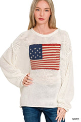 Trendsi Zenana American Flag Crew Neck Sweater -
