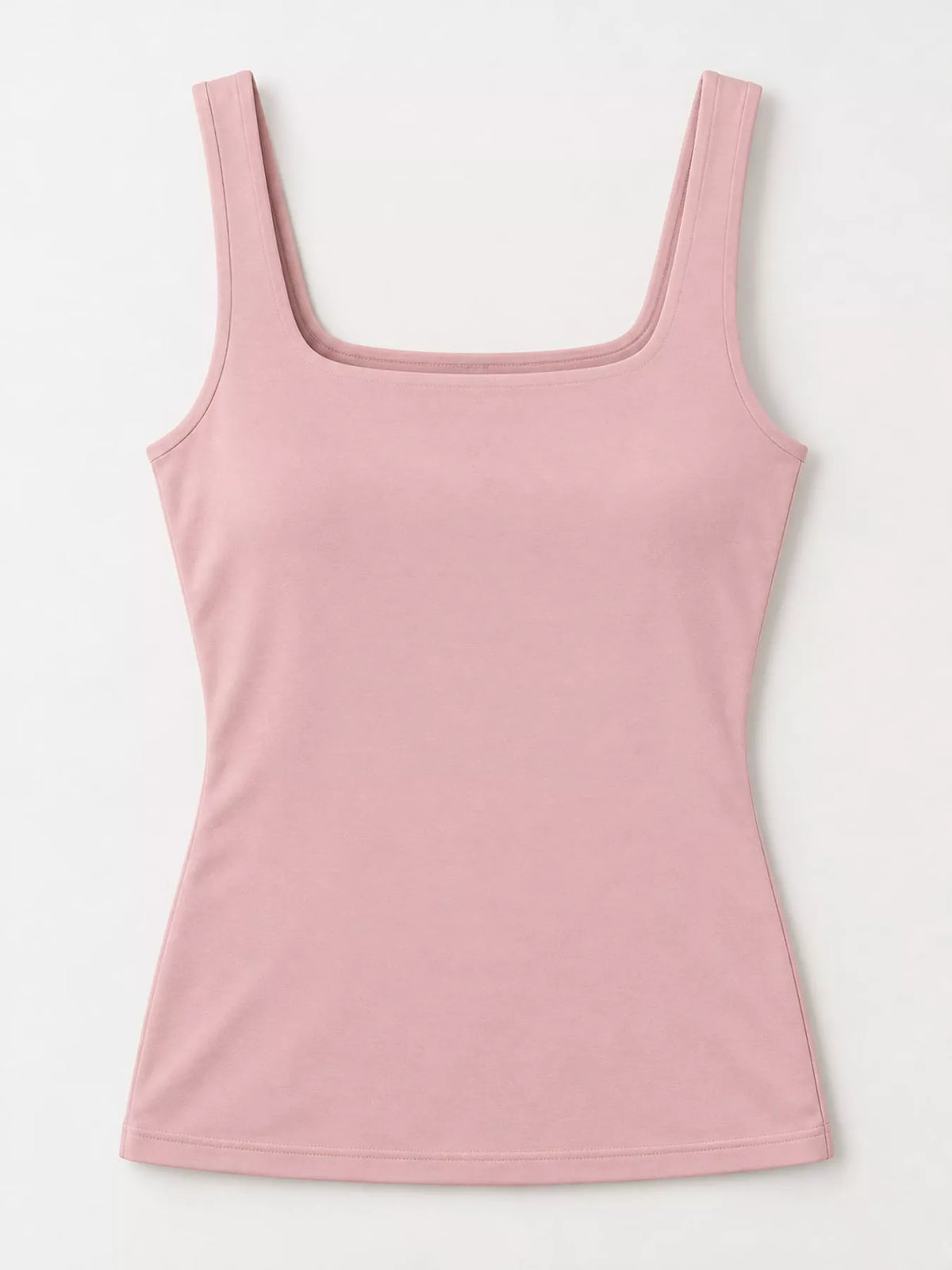 Dusty pink square-neck tank, front product view