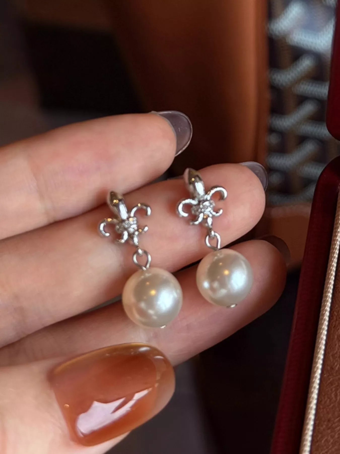 Trendsi Alloy Pearl Drop Earrings -