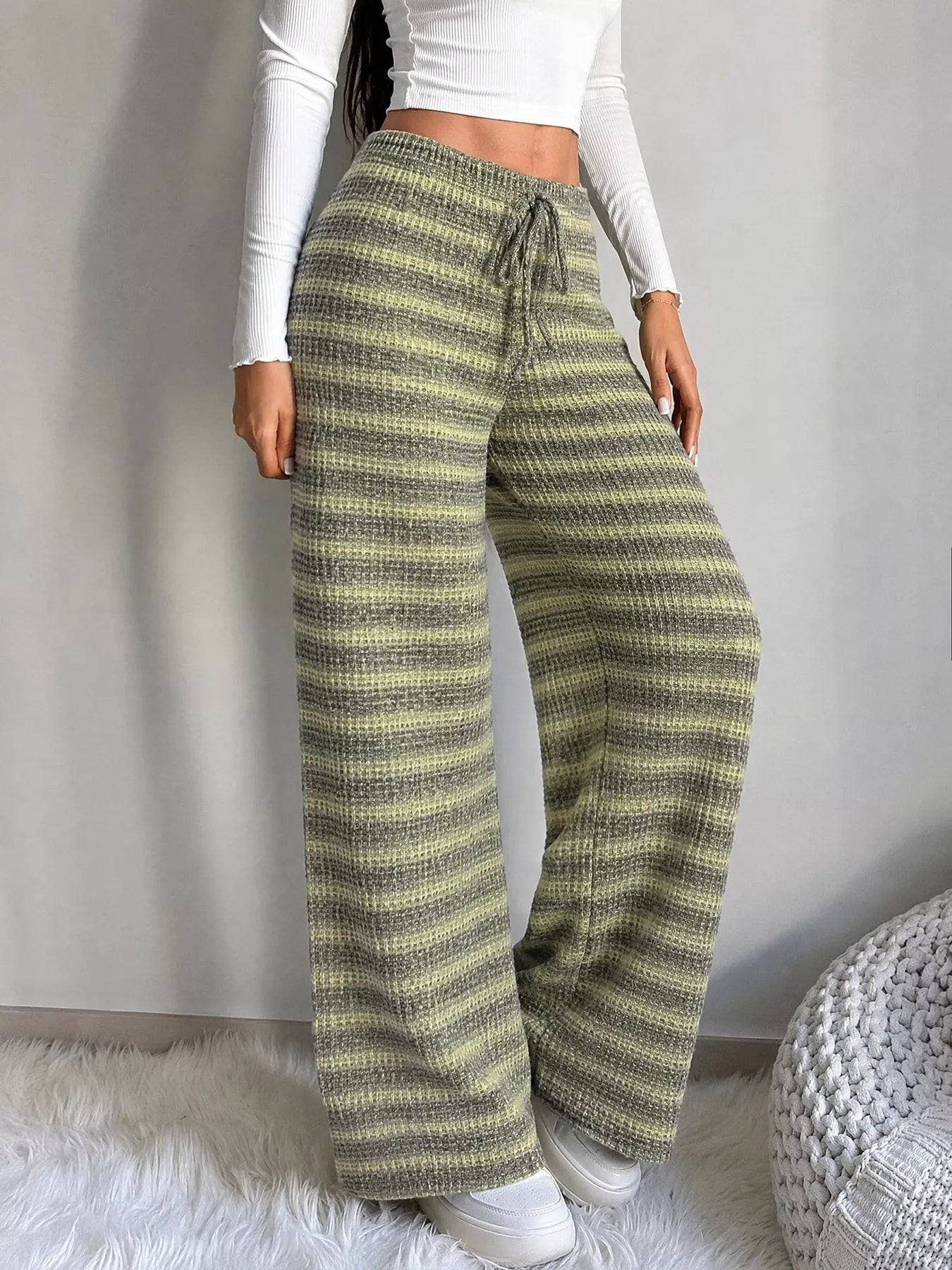 Trendsi Striped Knit Wide-Leg Pants -