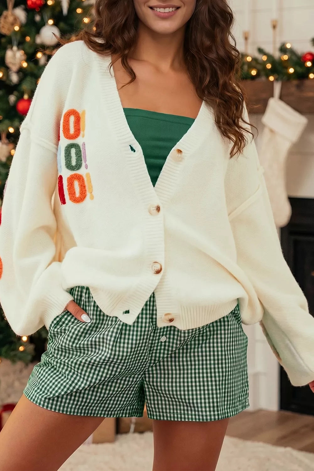 Trendsi 'HO HO HO' Button Up Knit Cardigan -
