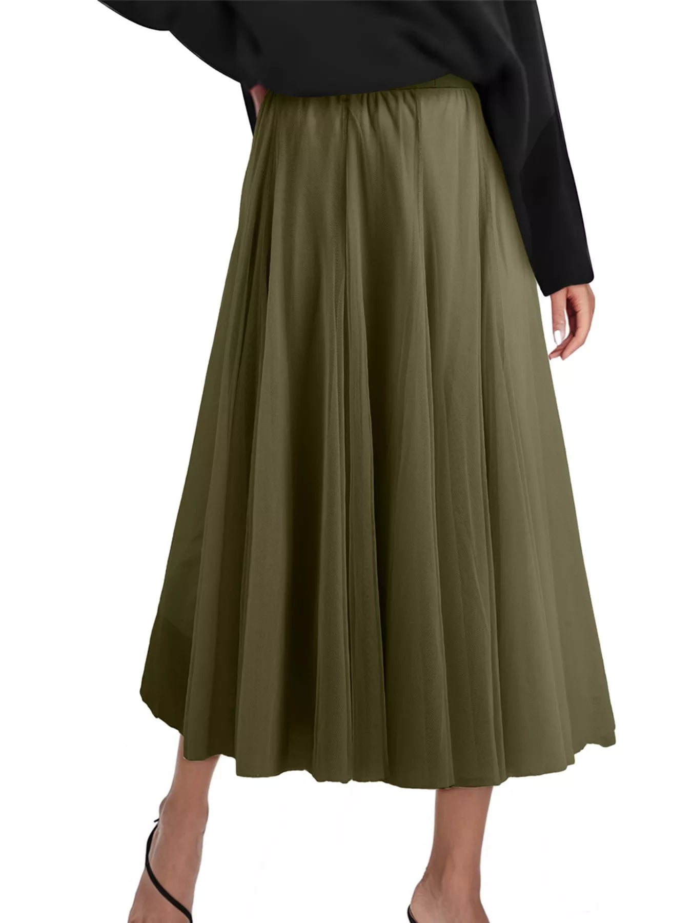Trendsi Tulle A-Line Midi Skirt -