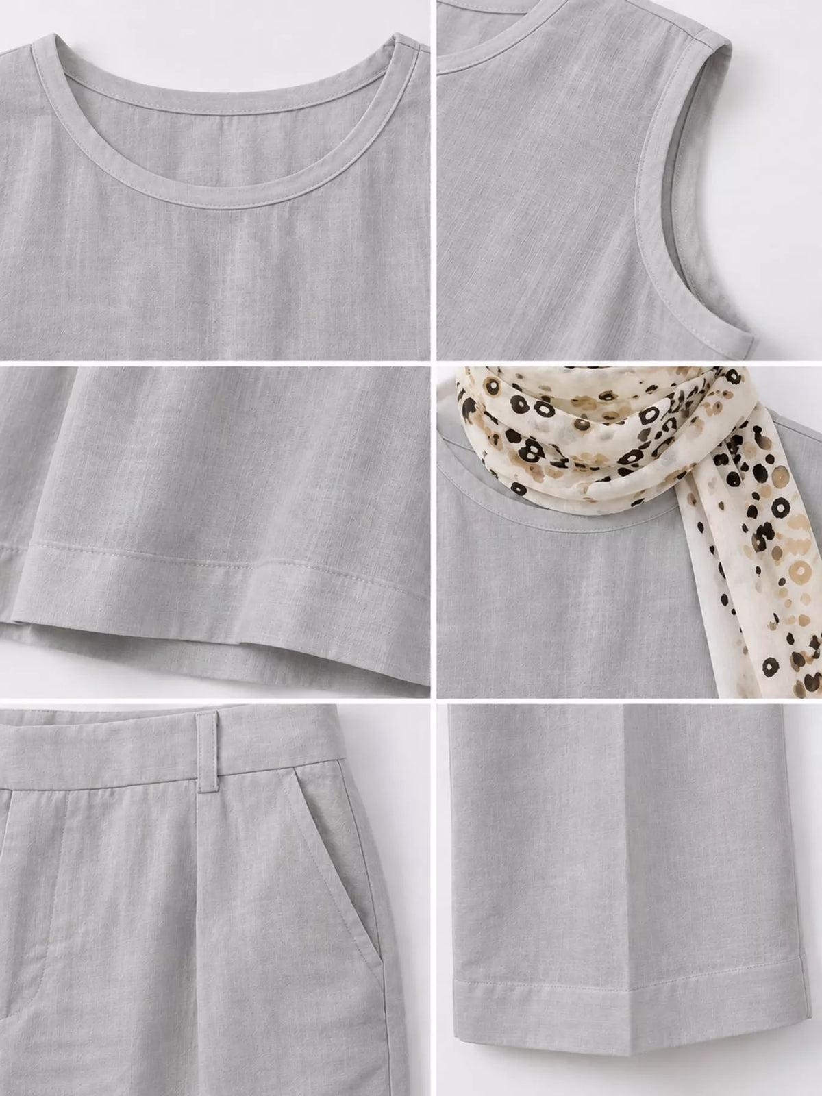 Sleeveless Top and Wide-Leg Pants Set — construction details