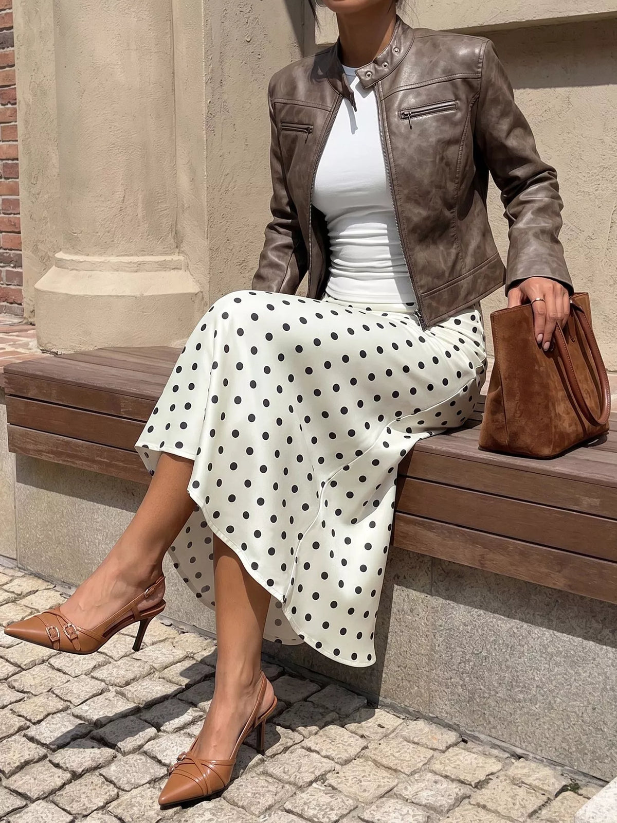 Trendsi Polka Dot Midi Skirt -