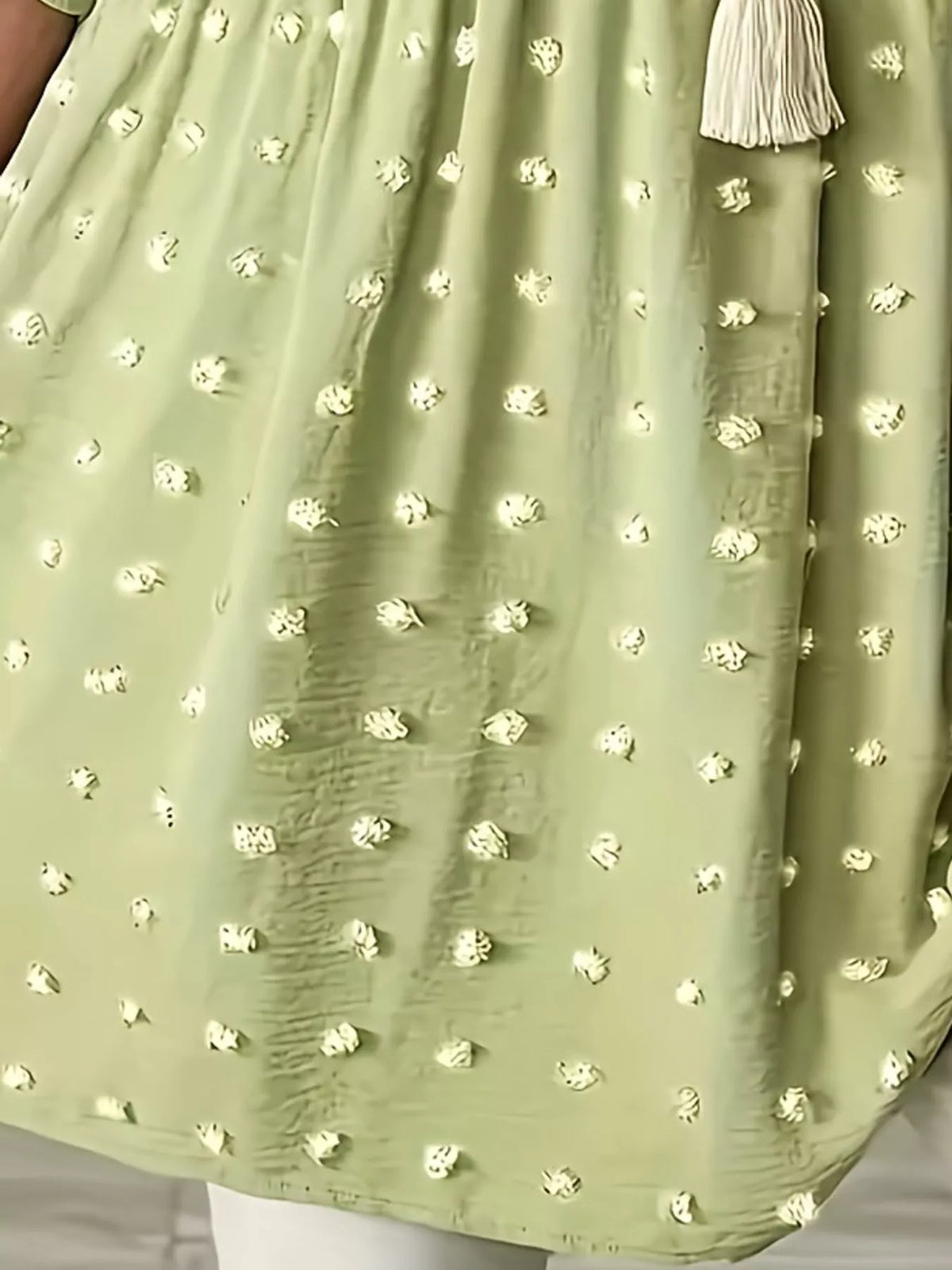 Swiss-dot blouse, light green dot detail