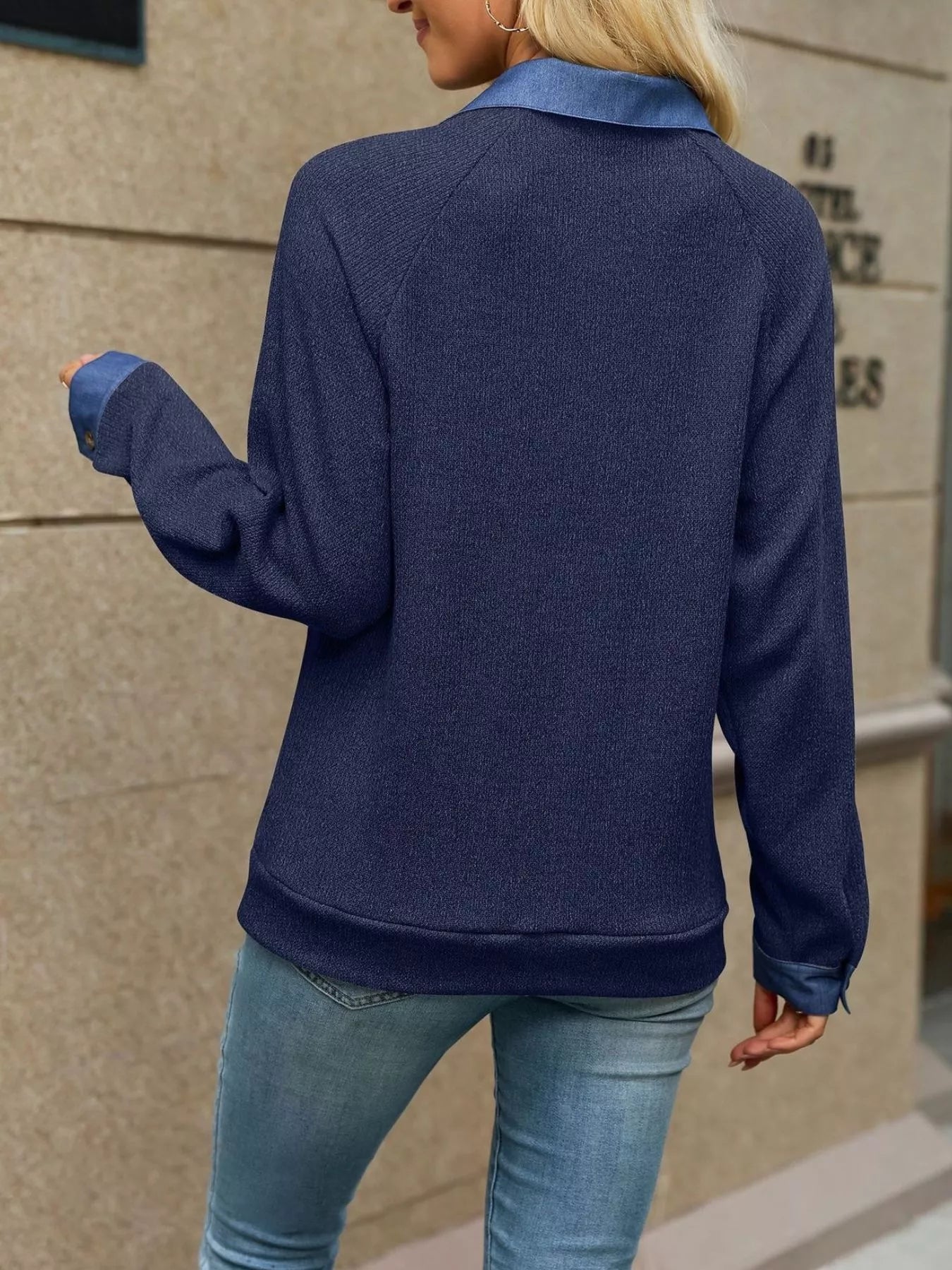 Trendsi Button Detail Raglan Sleeve Top -