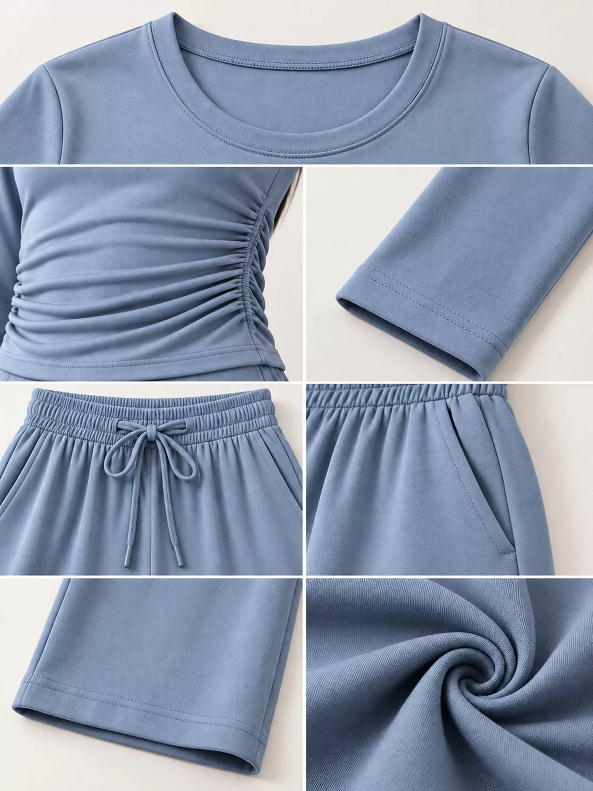 Wide-leg top and pants set, garment detail