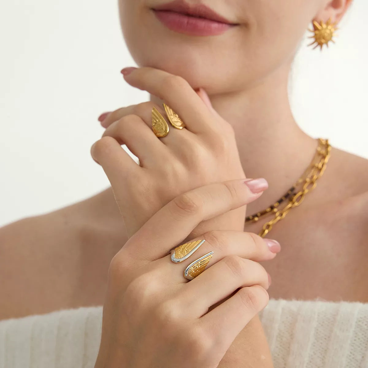 Open Wing Ring, shown worn