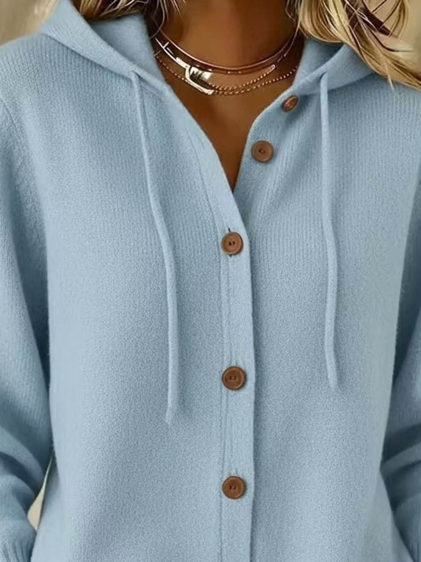 Trendsi Hooded Button-Up Cardigan -