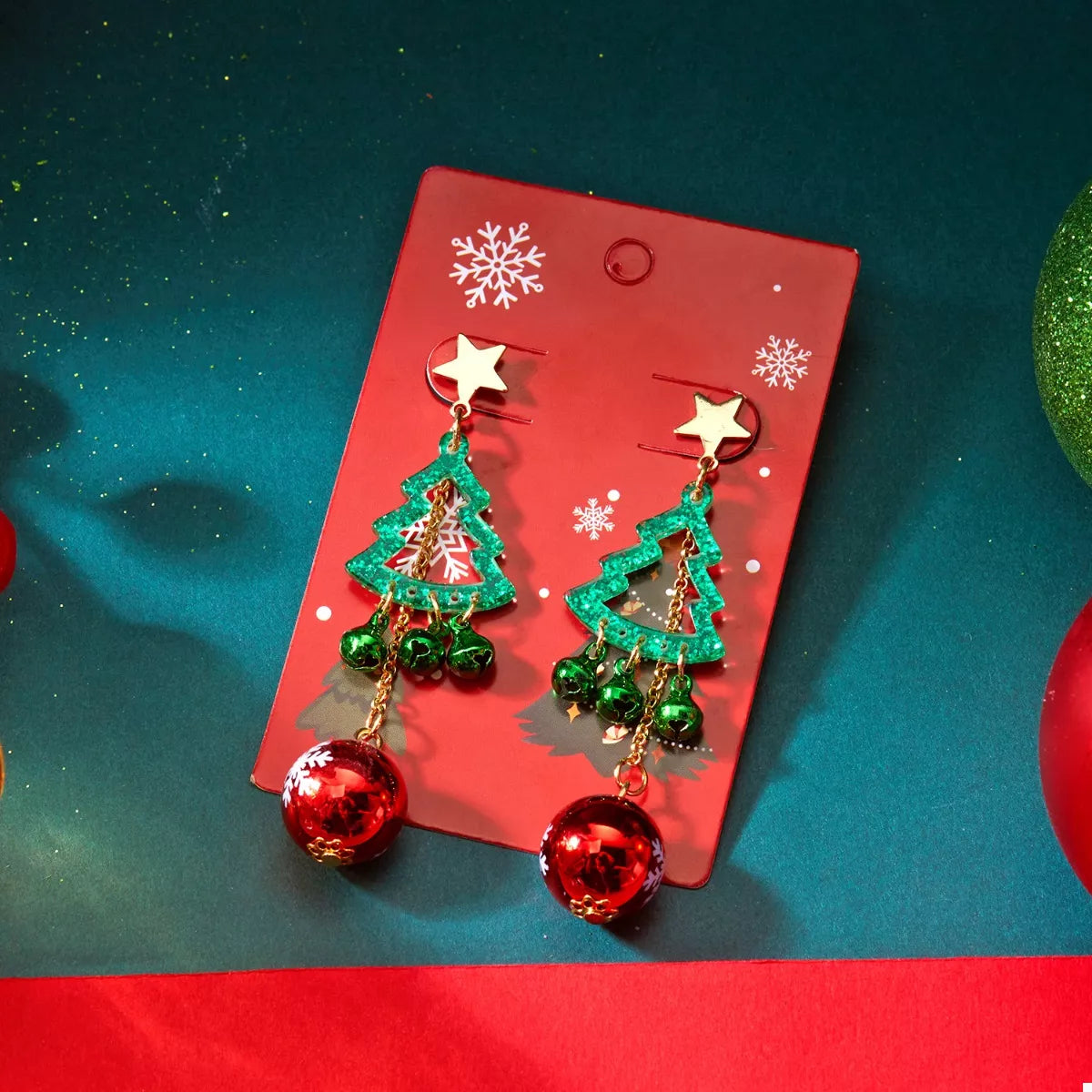 Trendsi Christmas Tree Ball Drop Earrings -