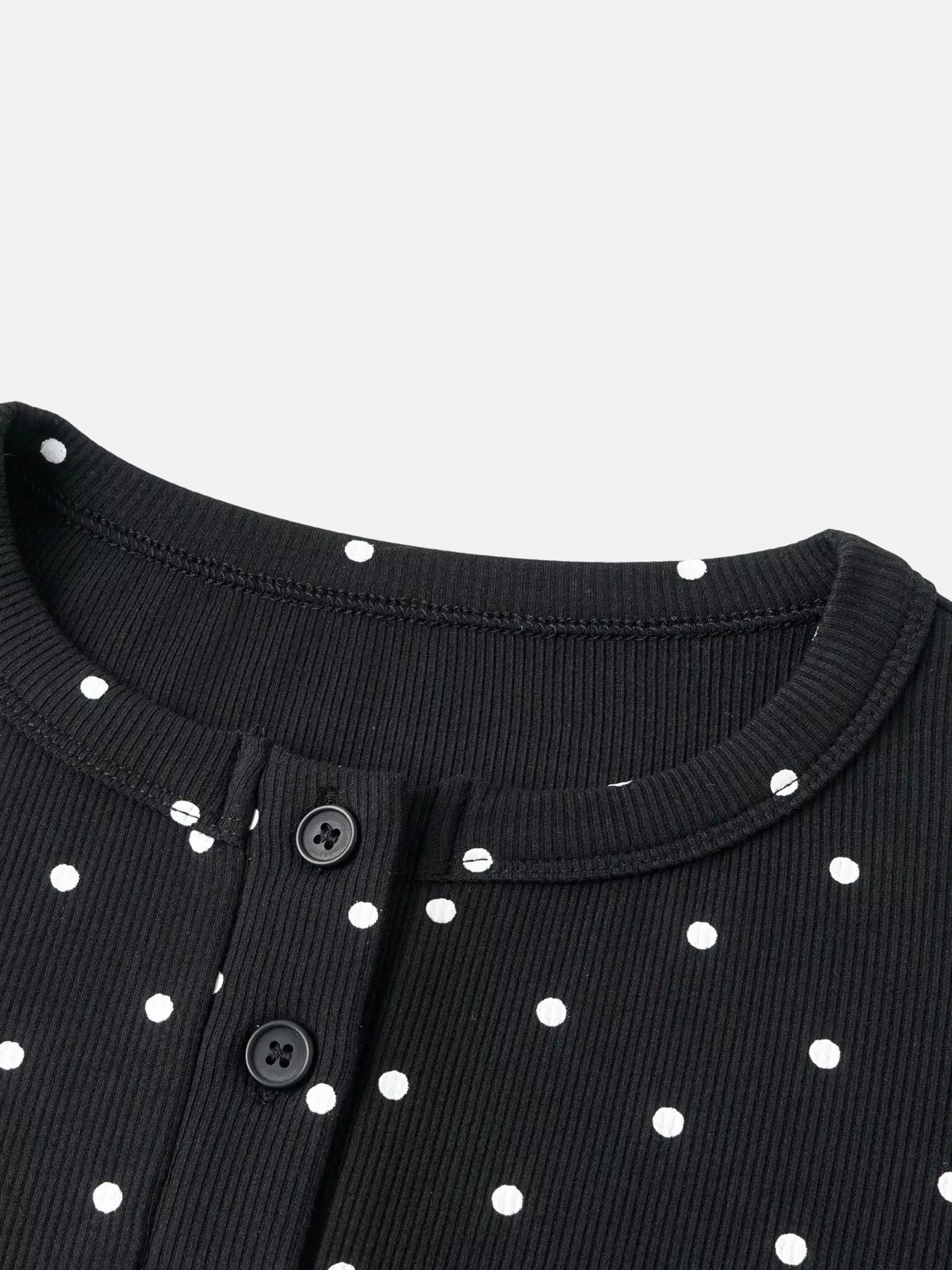 Trendsi Polka Dot Button-Down Knit Cardigan -