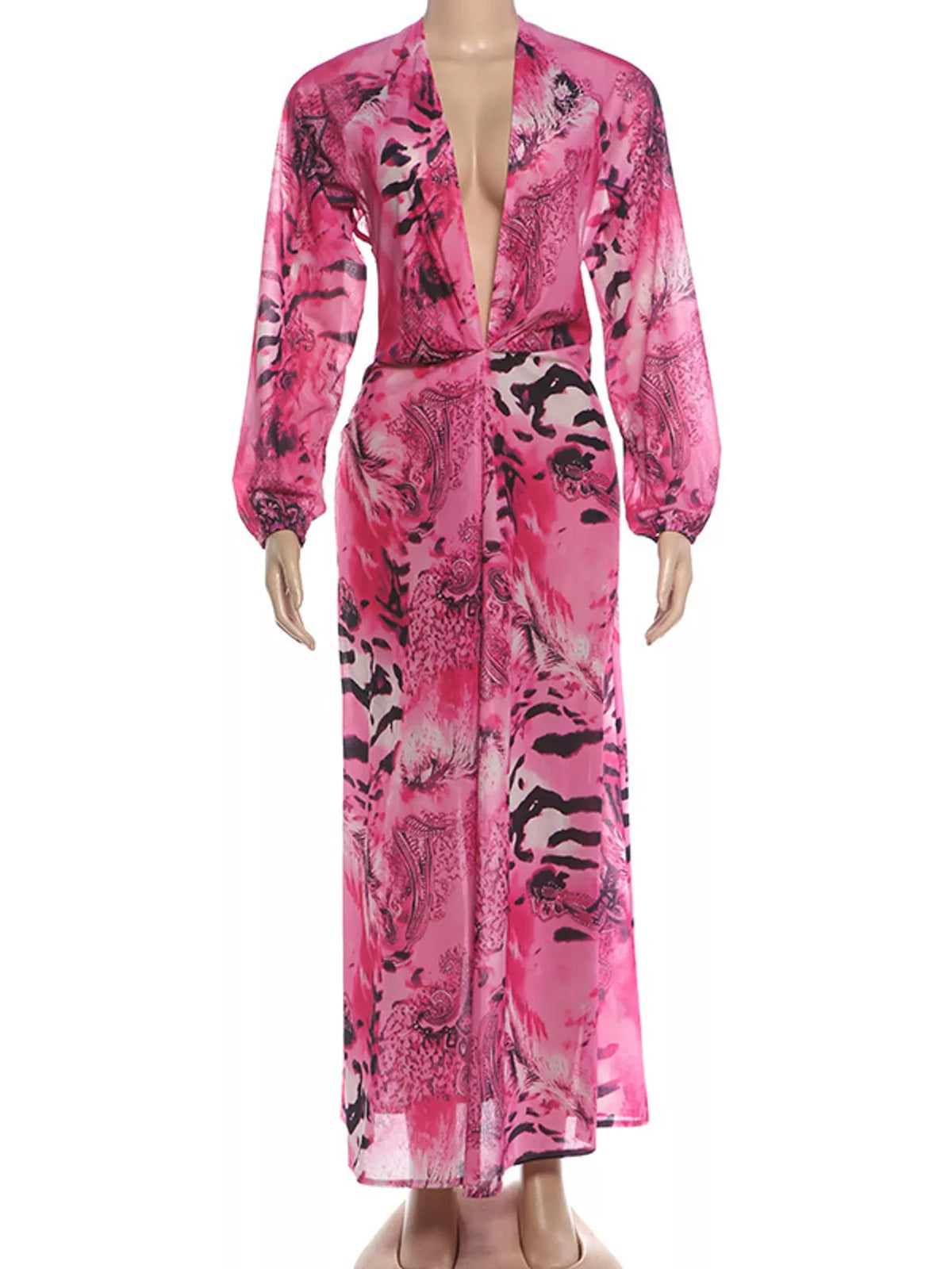 Printed maxi dress, pink mannequin front