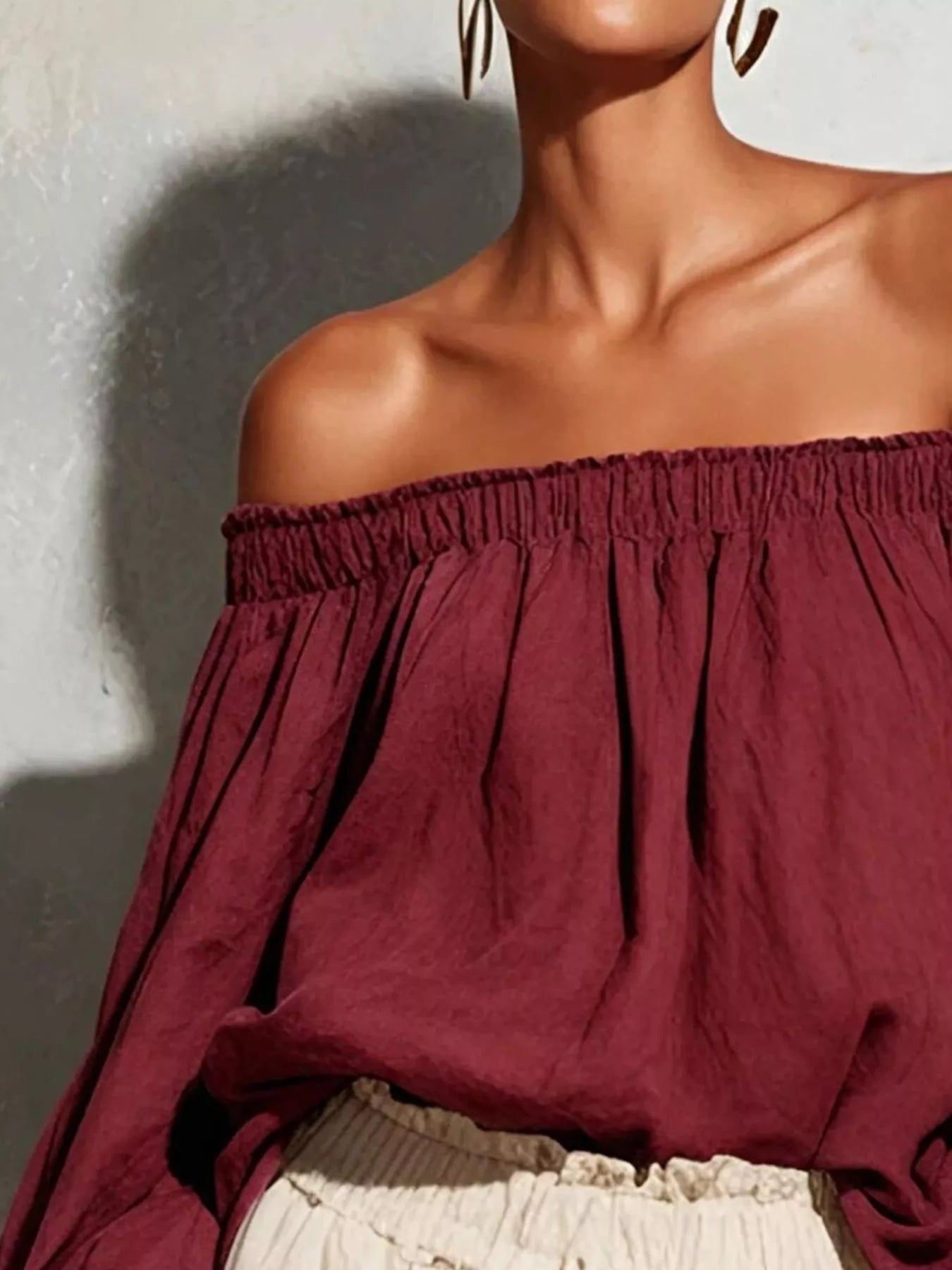 Trendsi Off-Shoulder Long Sleeve Blouse -