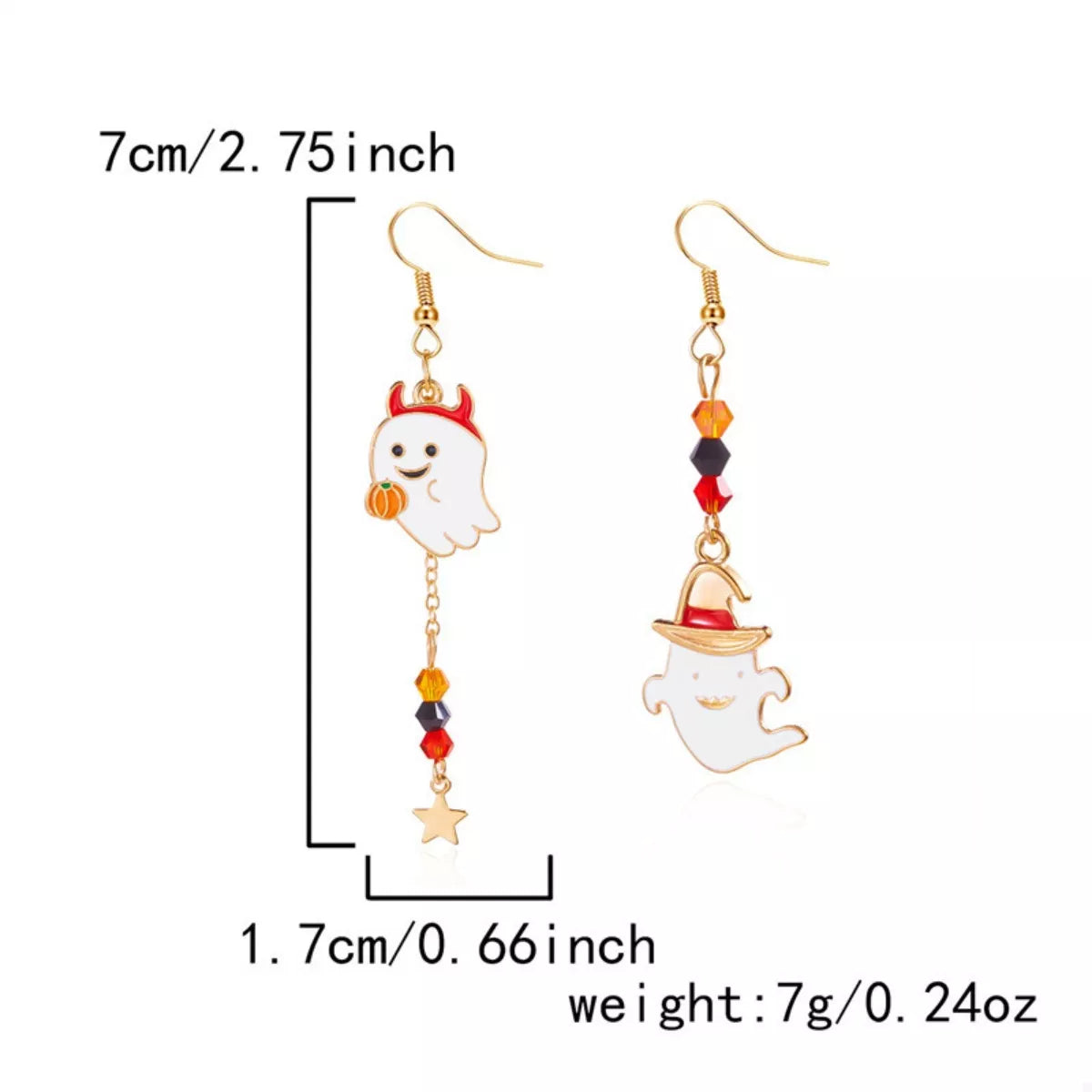 Trendsi Halloween Ghost Pumpkin Drop Earrings -