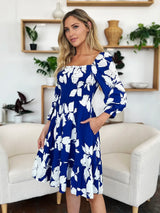 Trendsi Double Take Full Size Floral Ruffle Hem Smocked Dress with Pockets -
