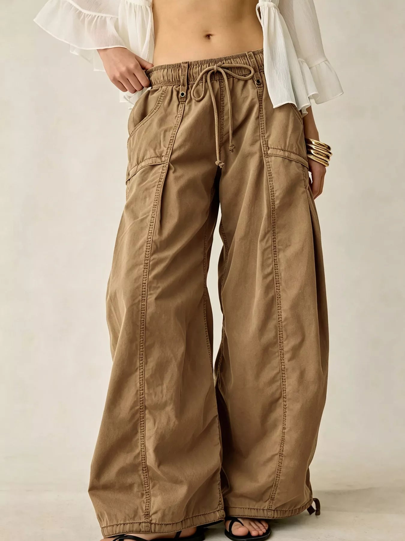 Trendsi High-Waisted Cargo Wide-Leg Pants -