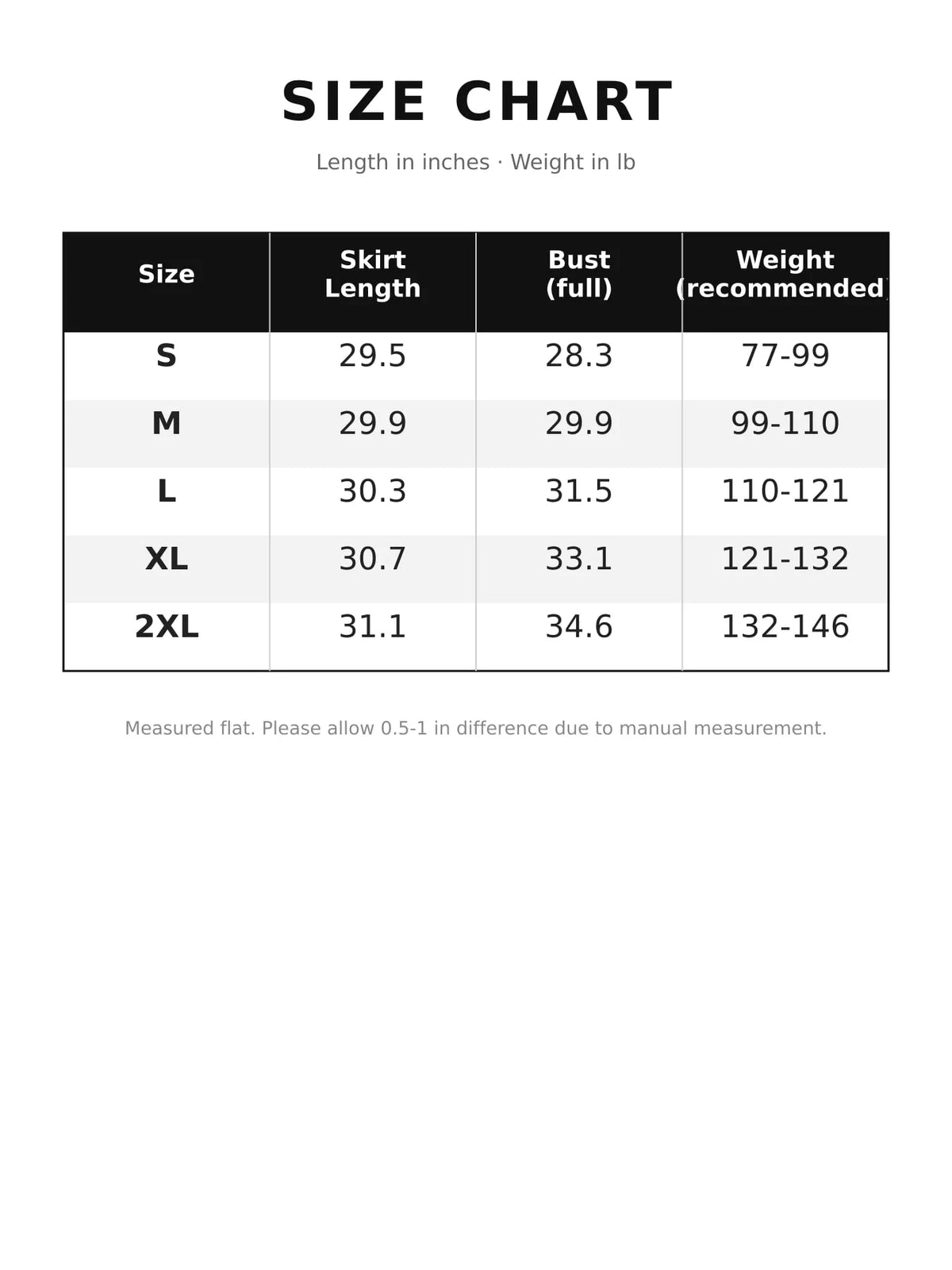 Size chart for women's spaghetti strap mini dress