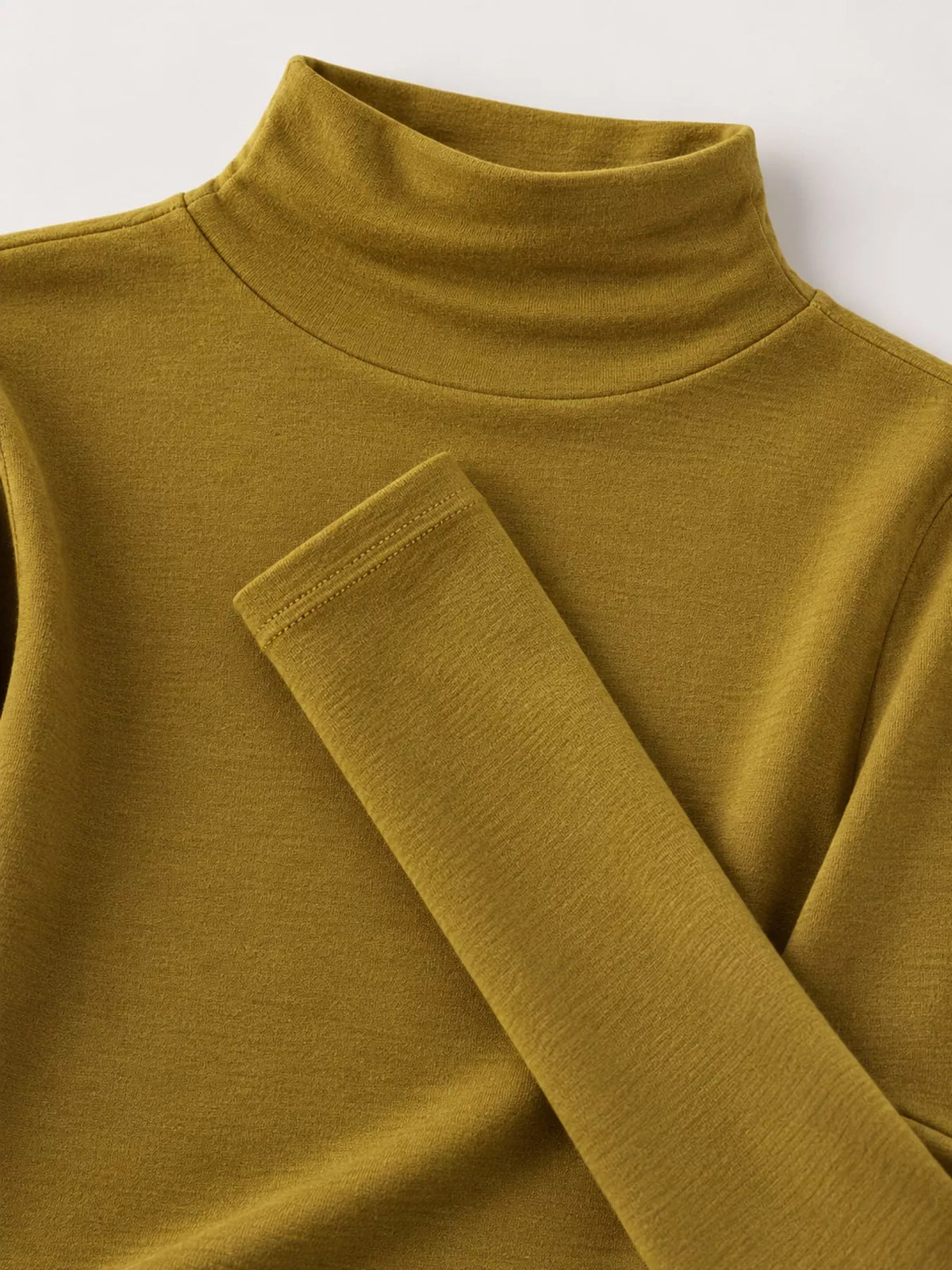 Slim-Fit Mock Neck Long Sleeve T-Shirt — garment construction details