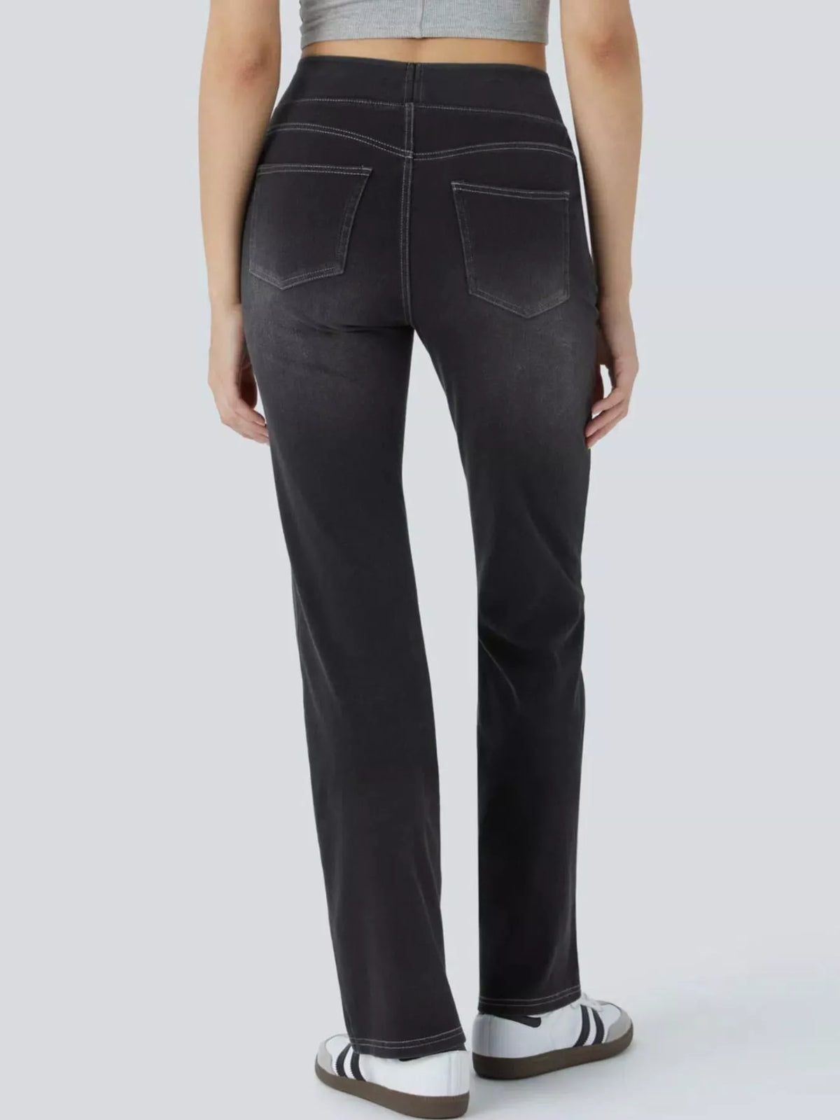 High-Waisted Flared Jeans — back view