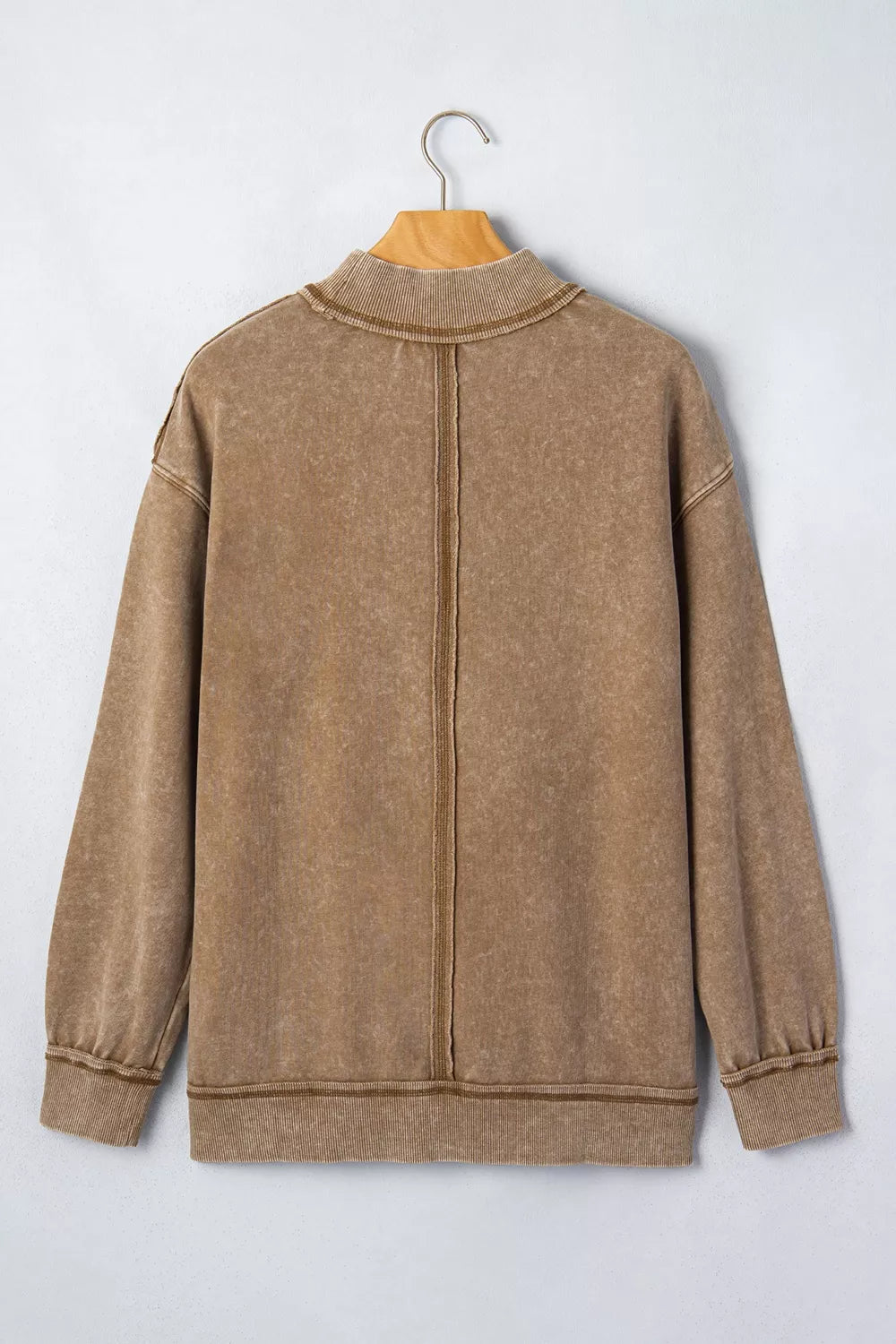 Washed High Neck Long Sleeve Sweatshirt — garment back