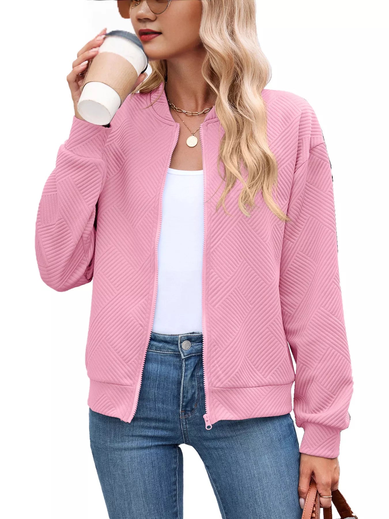 Trendsi Textured Zip Up Jacket -