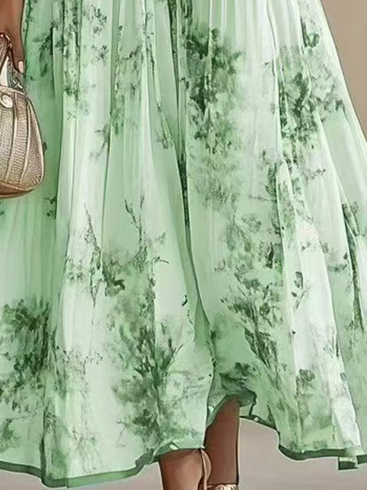 V-neck long sleeve maxi dress, construction and design details