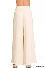 Trendsi Zenana Woven Airflow Elastic Waistband Pants -