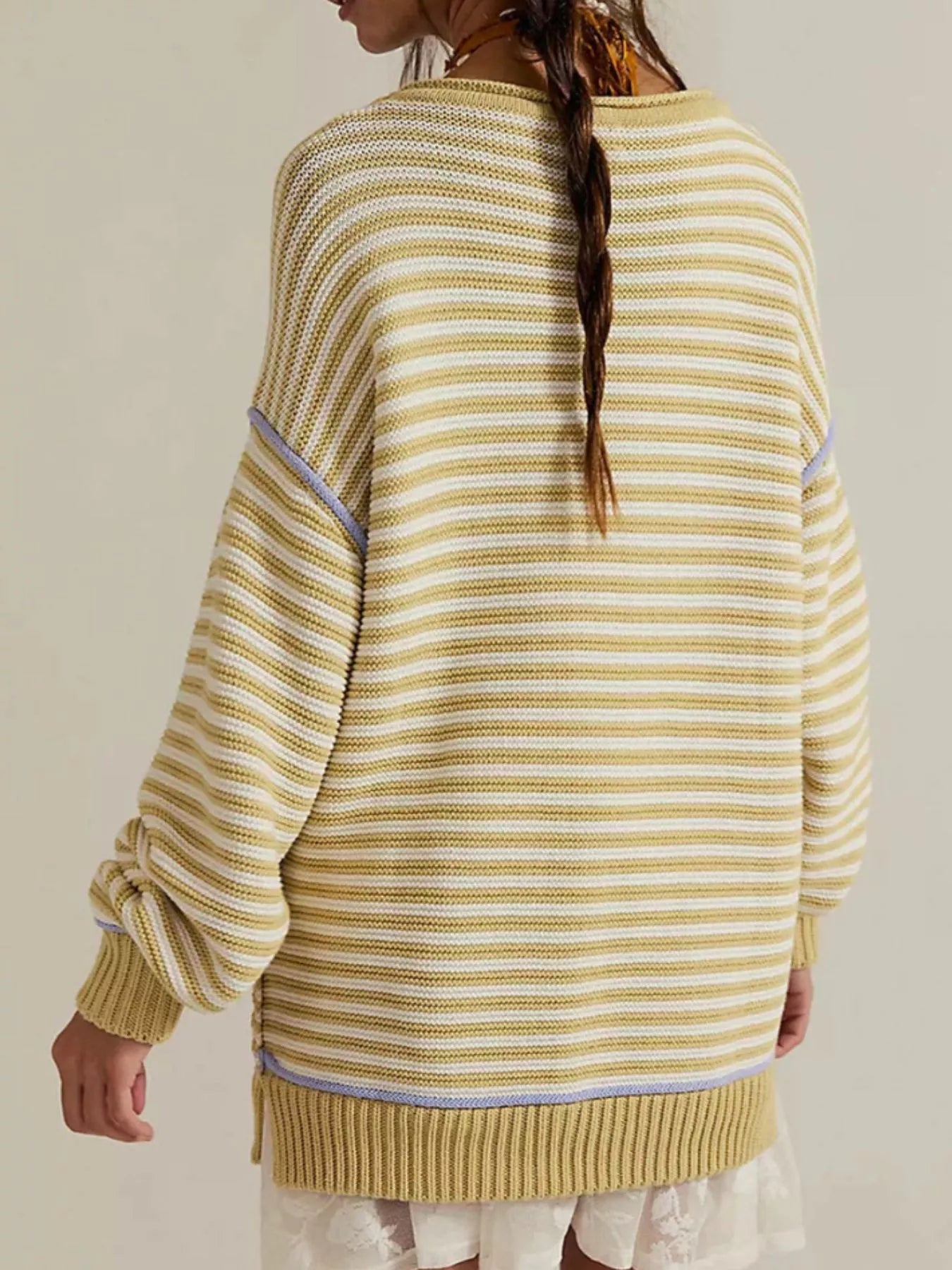 Trendsi Oversized Striped Dropped Shoulder Sweater -