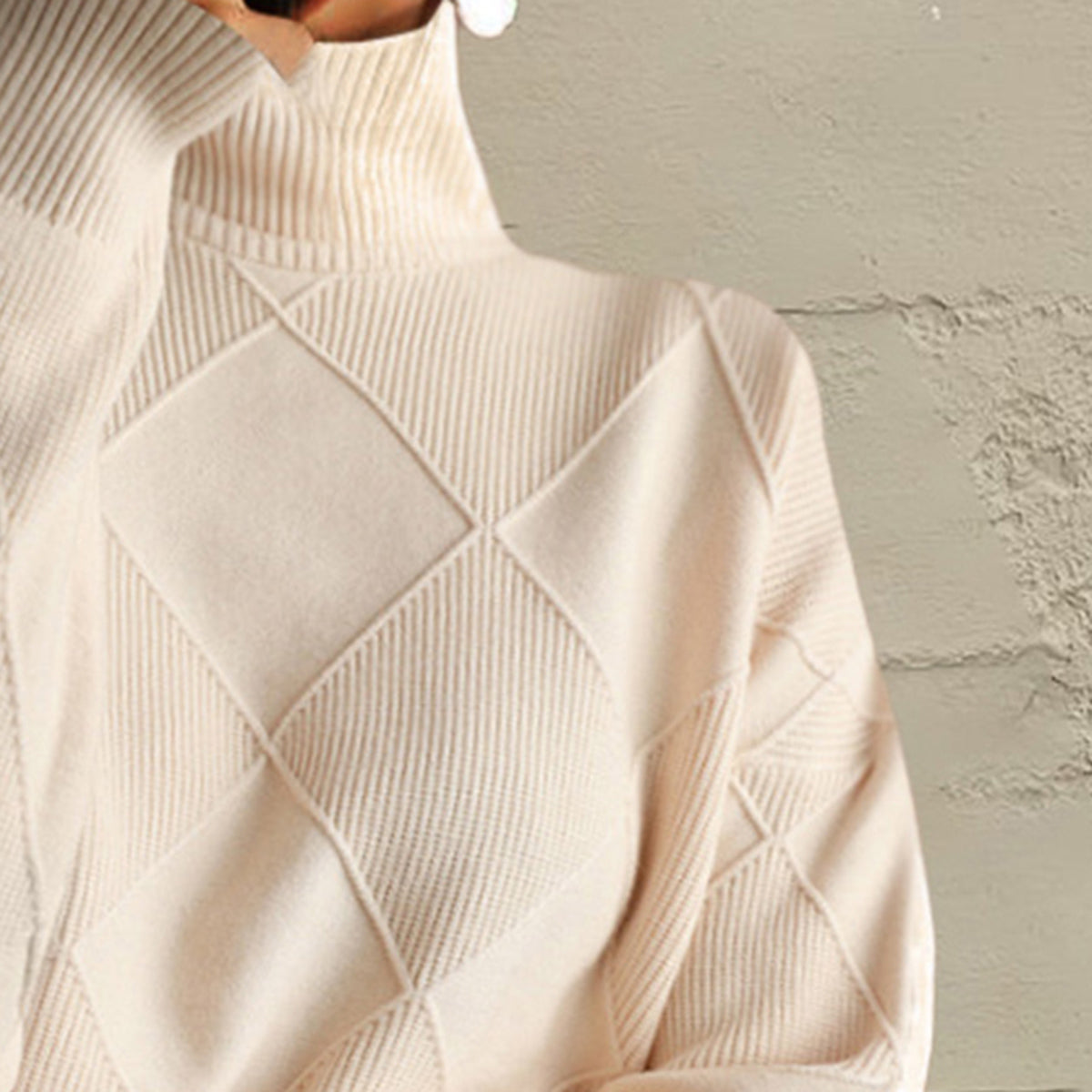 Trendsi Geometric Turtleneck Long Sleeve Sweater -
