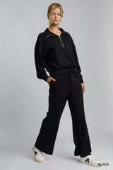 Trendsi Umgee Half Zip Drop Shoulder Sweatshirt -