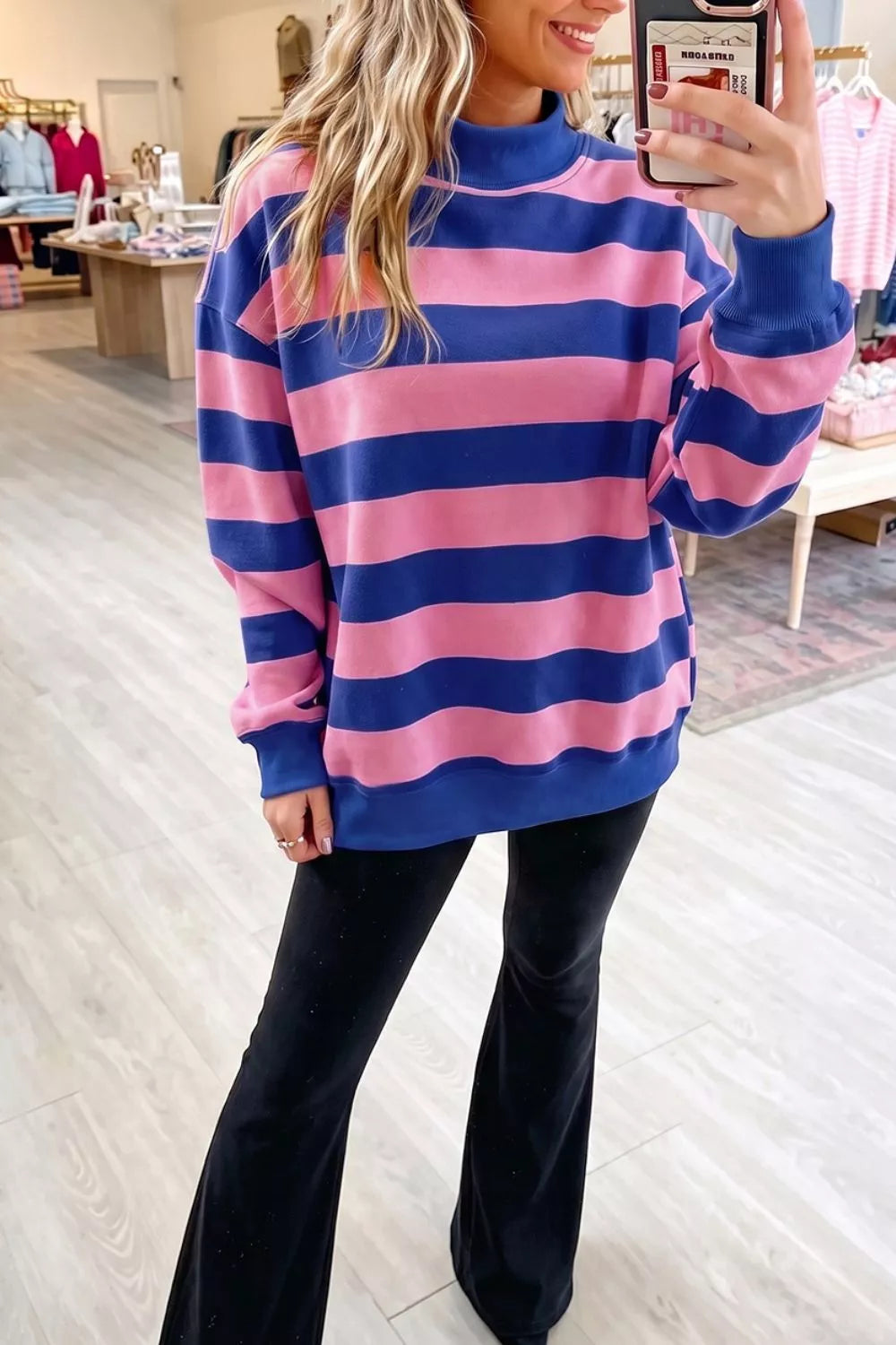 Trendsi Striped Crew Neck Sweatshirt -