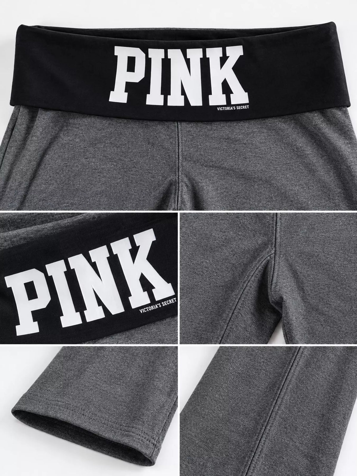 Black 2 fold-over waist flared pants, detail view