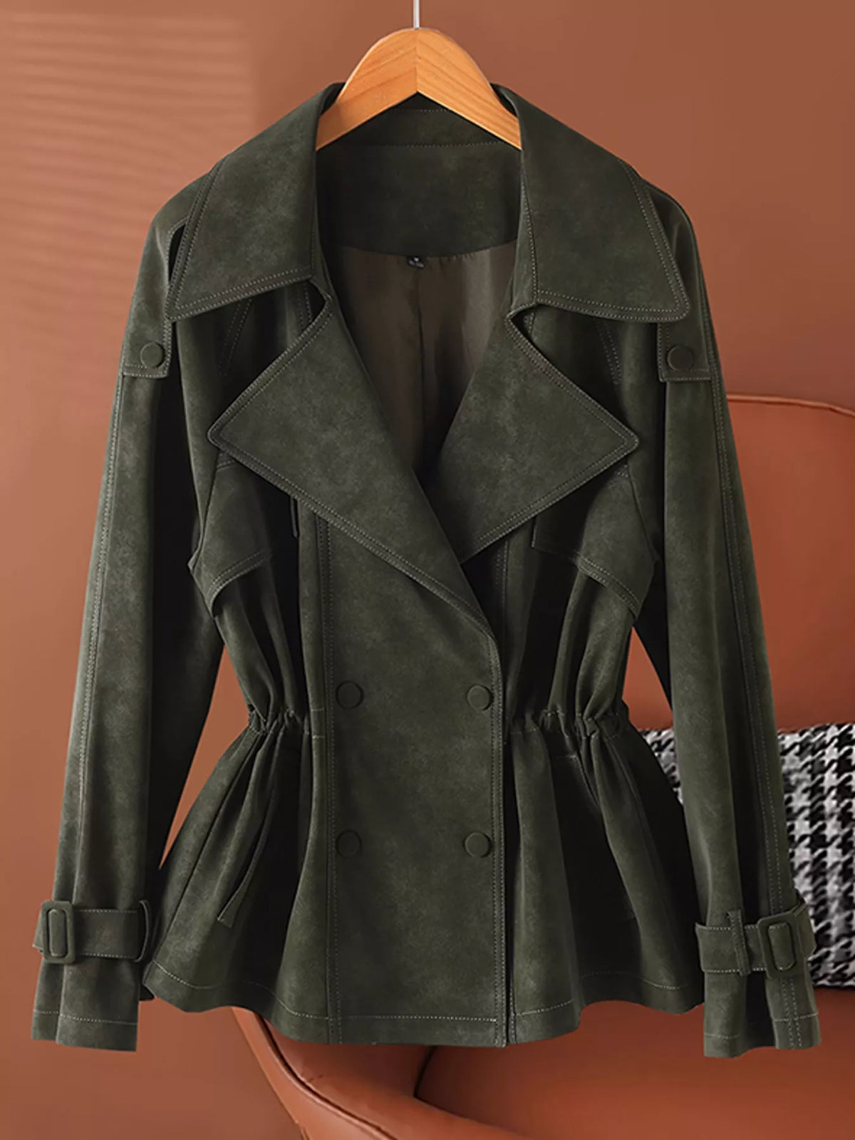 Double Breasted Long Sleeve Jacket — garment front