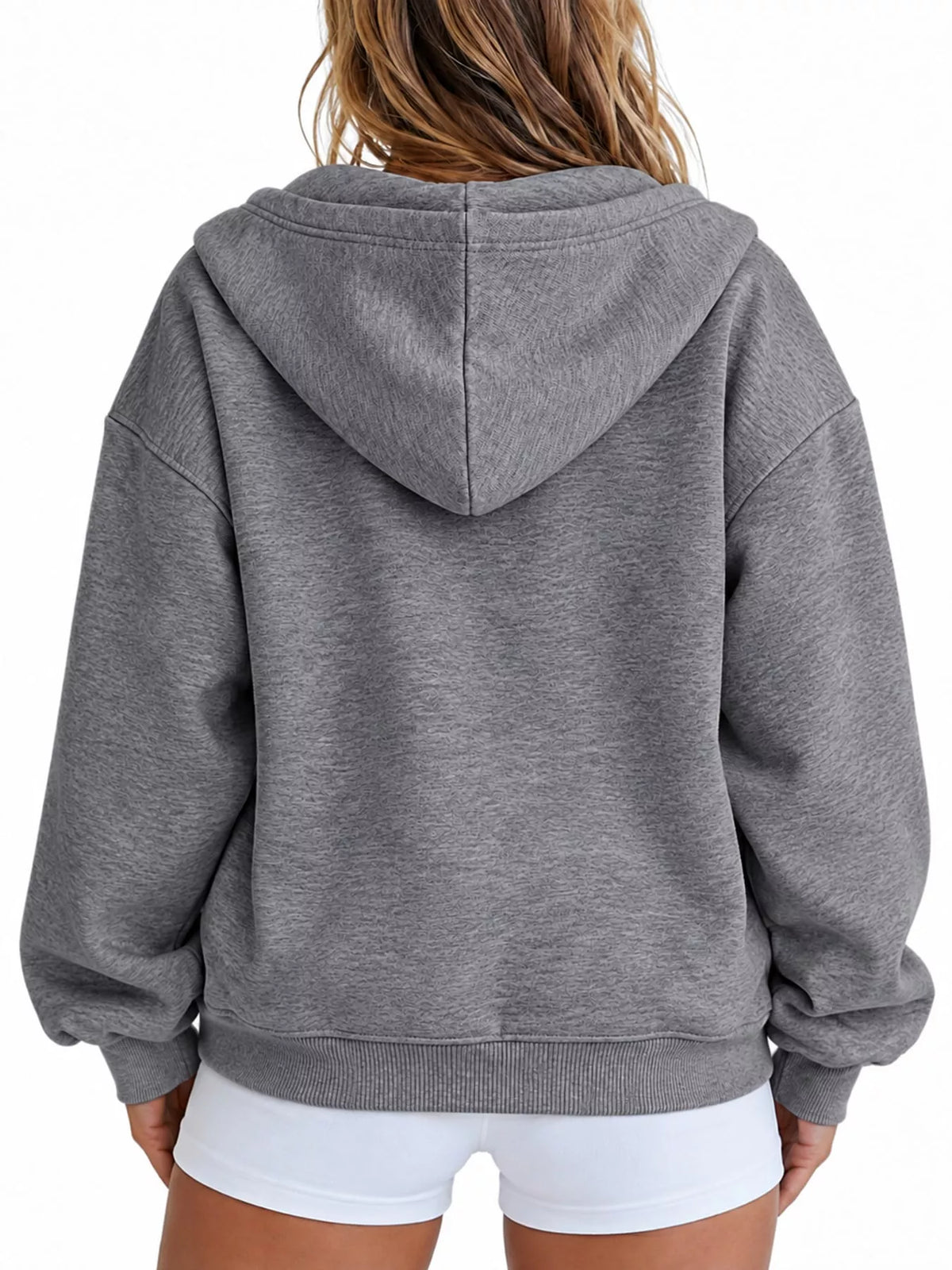 Long-sleeve hoodie, back view