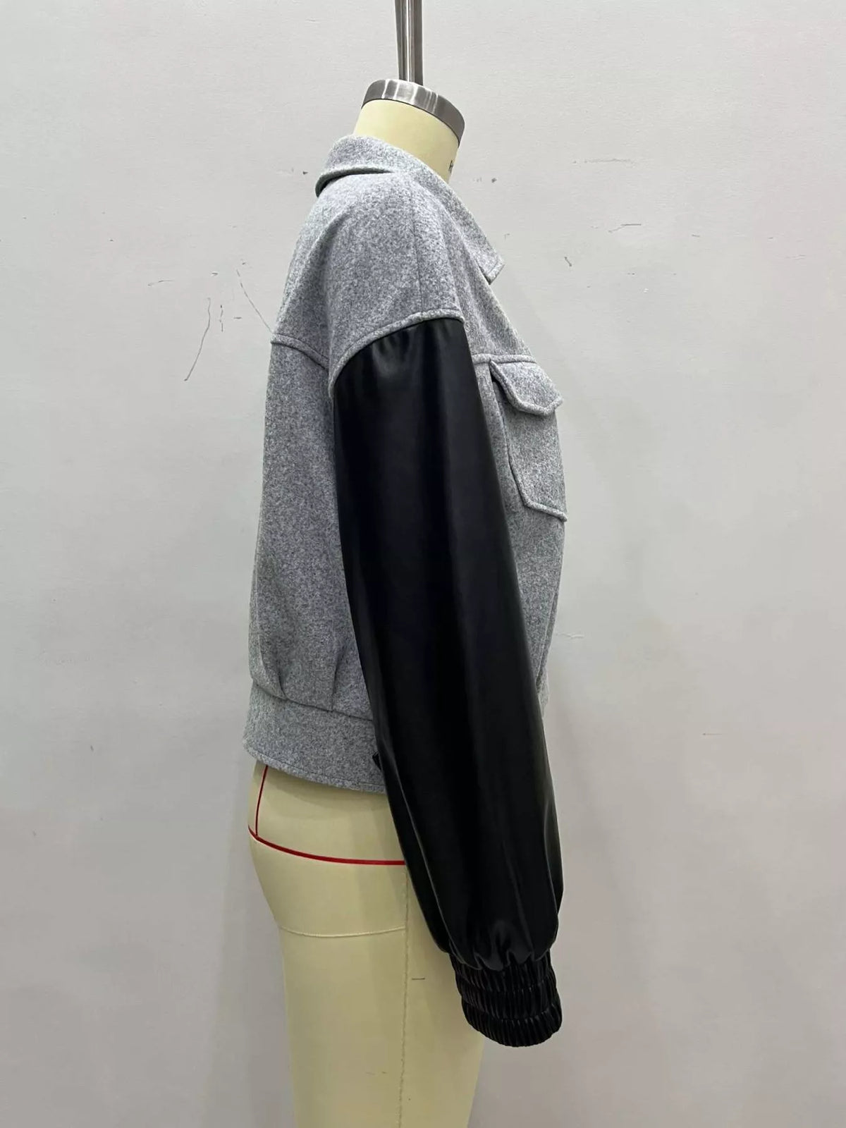 Light Gray Color-Block Zip-Up Jacket mannequin side view