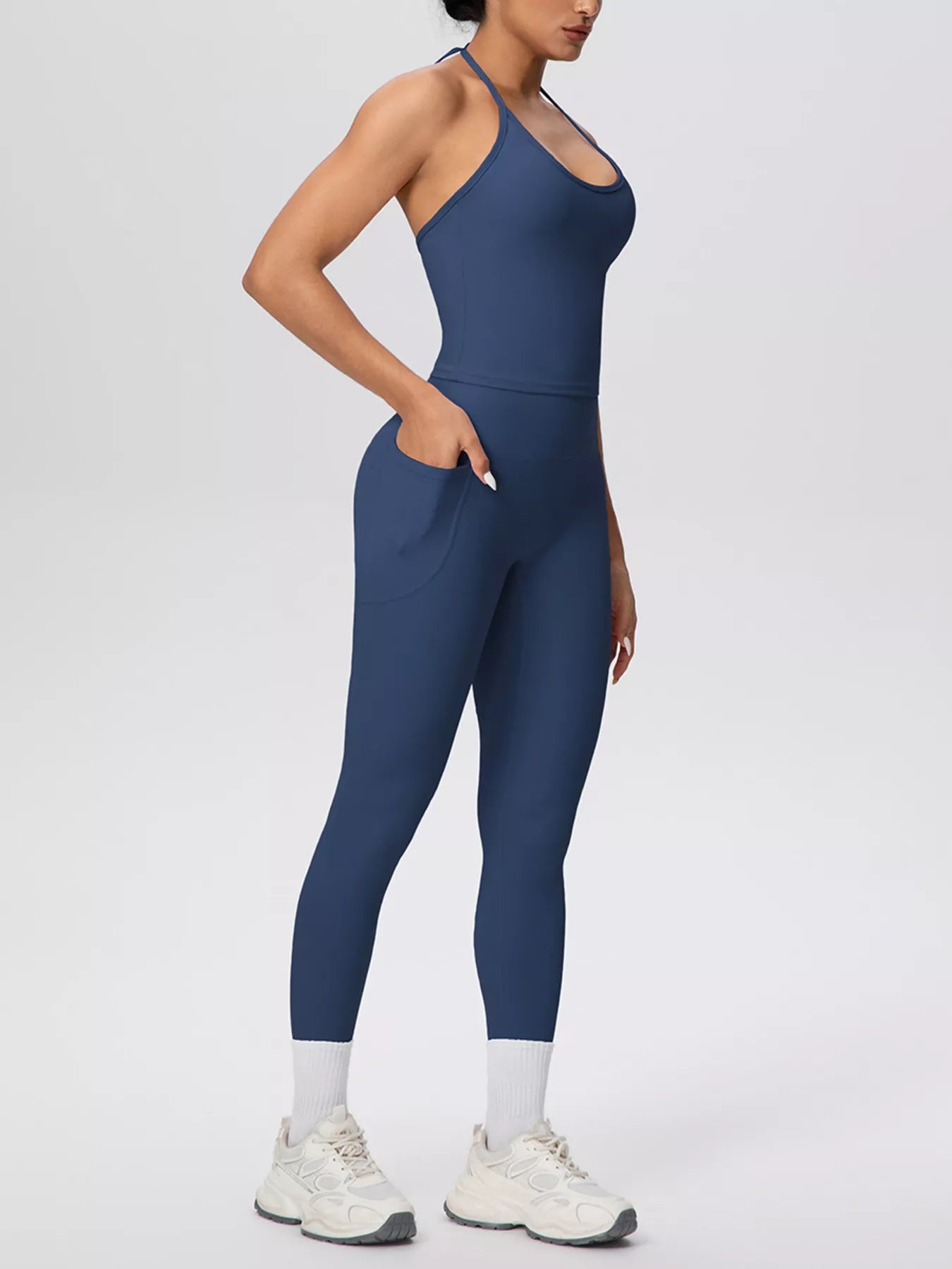 Trendsi Halter Neck Cami and High-Waisted Leggings Active Set -