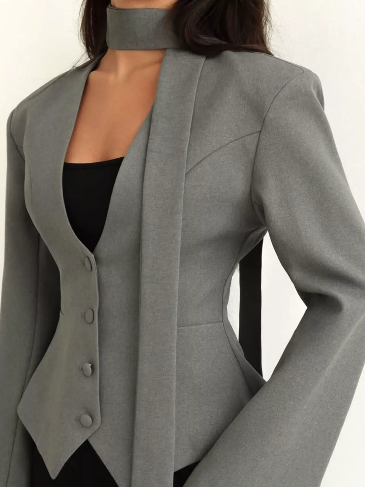 long sleeve blazer, side view