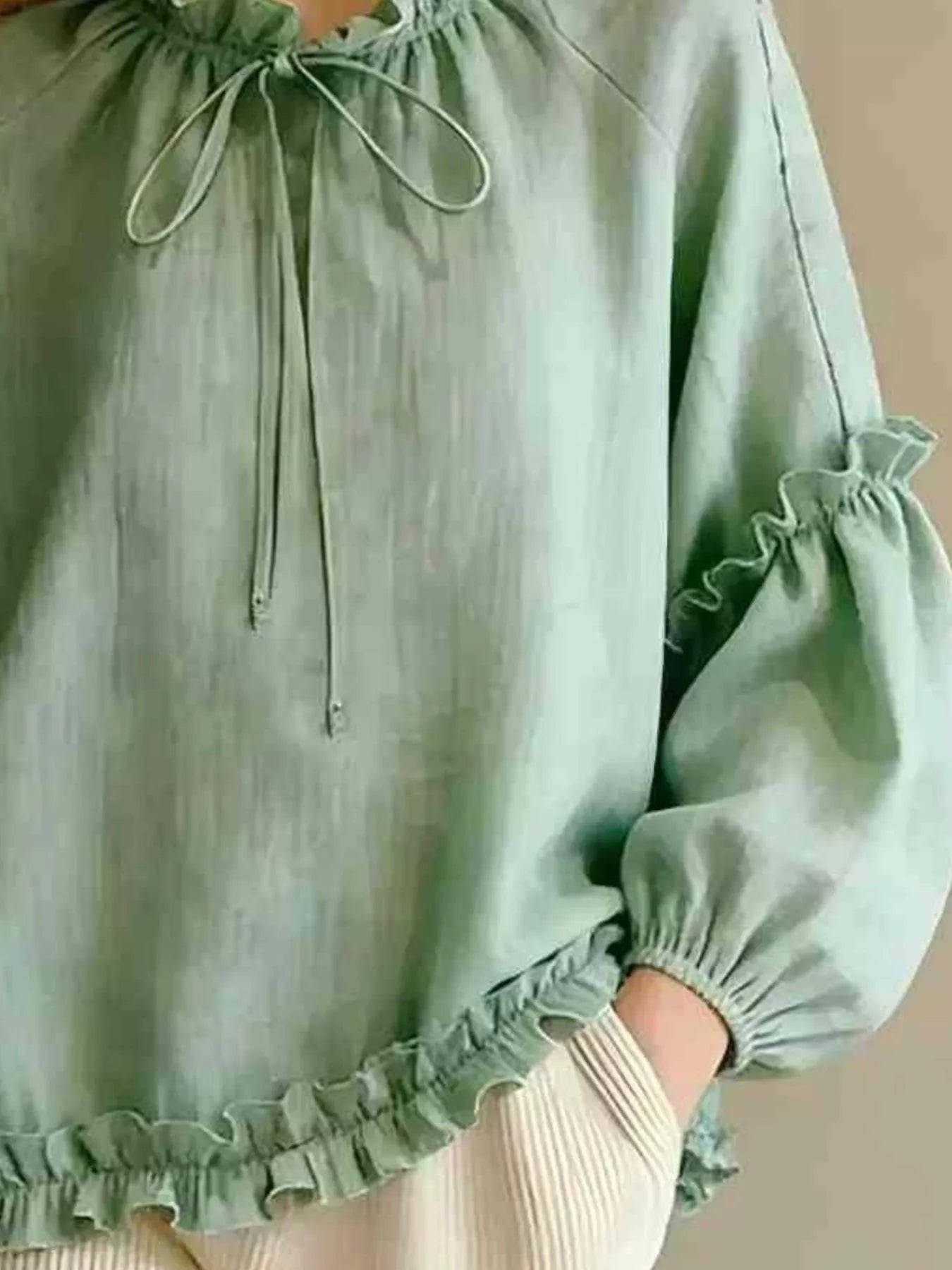 Trendsi Frill Balloon Sleeve Blouse -