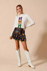 Trendsi SO ME Mardi Gras Checker Sequins Mini Skirt -