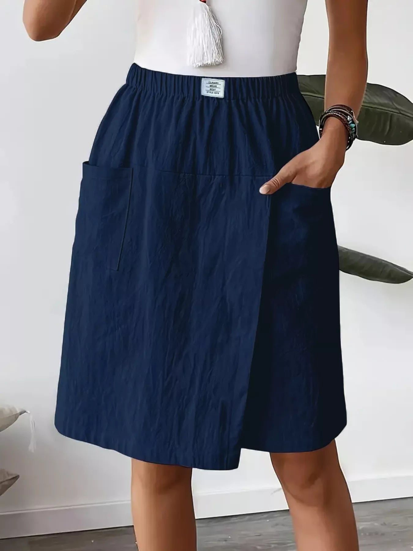 Trendsi Elastic Waist Wrap Skort -
