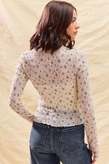 Trendsi SO ME Floral Print Textured Long Sleeve Knit Top -