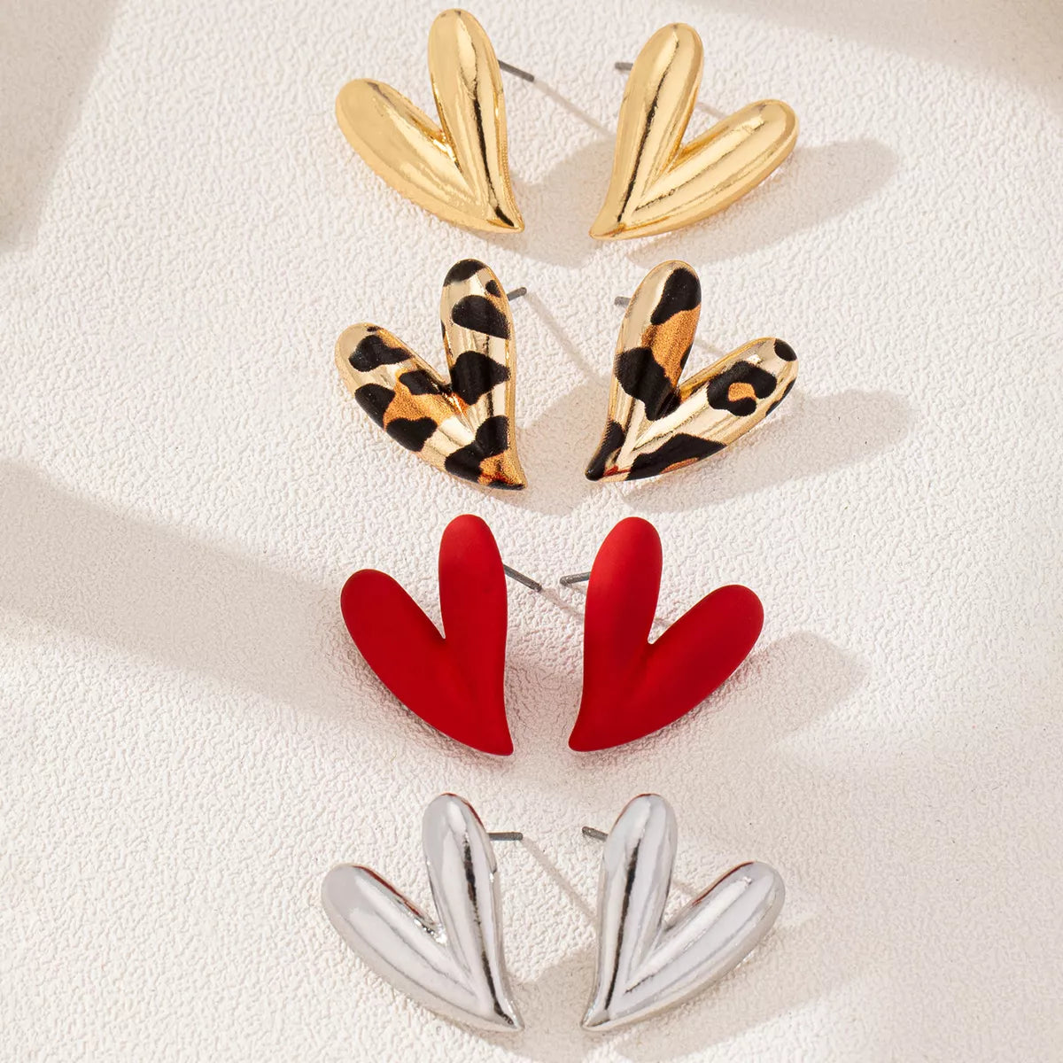 Trendsi 4 Pair Heart Stud Earrings -