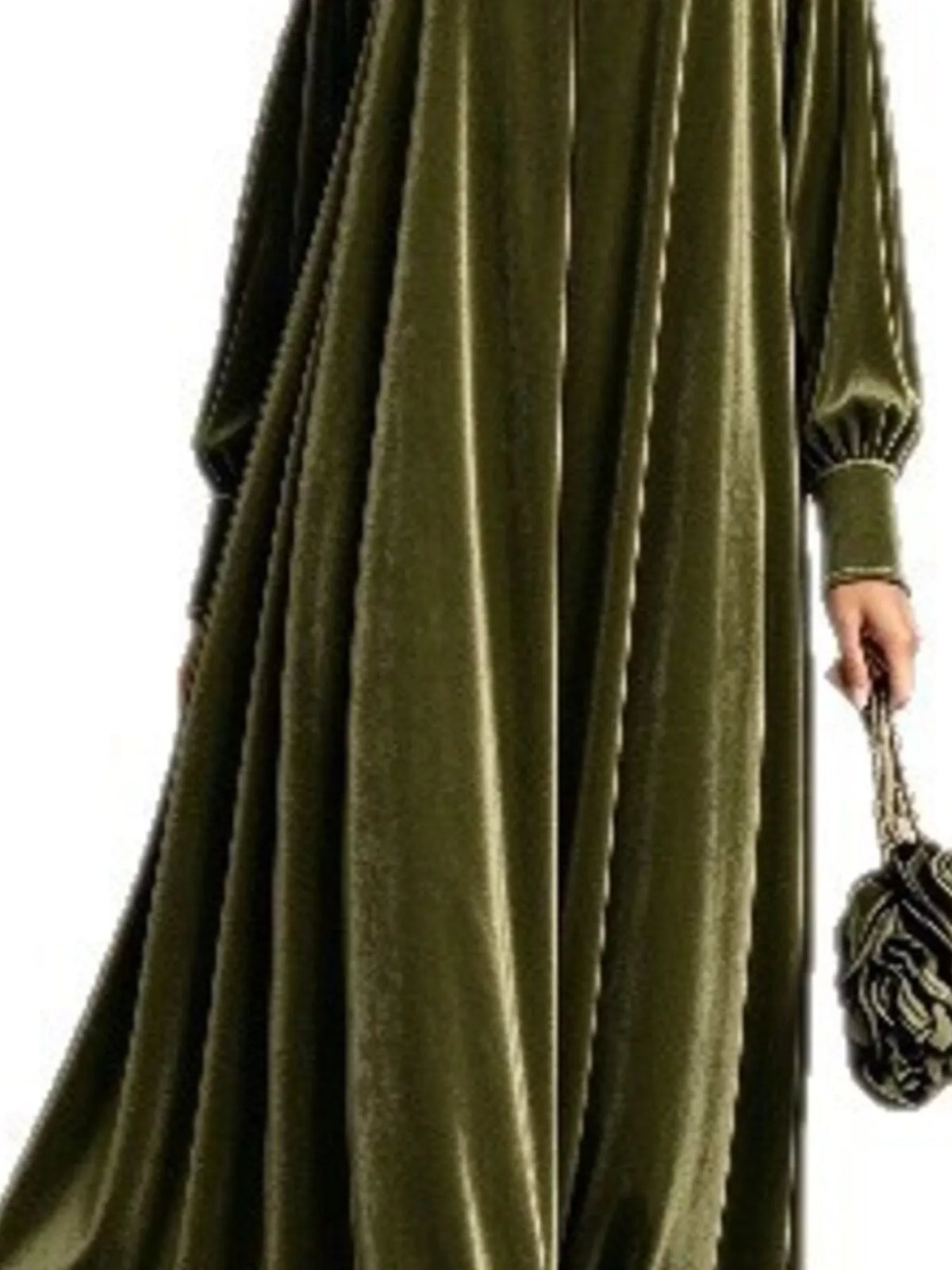 Mock neck long sleeve midi dress, construction and design details