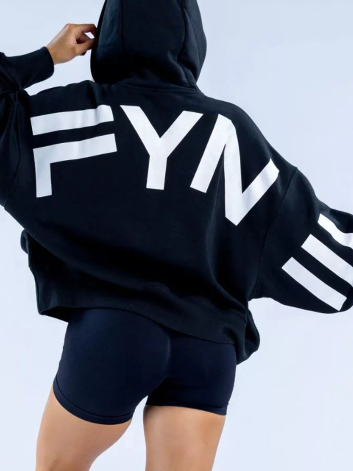 Letter-Back Kangaroo Pocket Hoodie — back view
